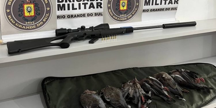 BM prende homem por crime contra a fauna e porte ilegal de arma de fogo em Erval Grande