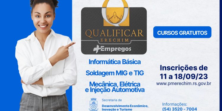 Qualificar Erechim + Empregos: Prefeitura abre inscrições para três cursos de qualificação gratuitos