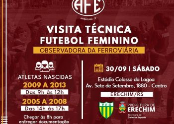 Observadora de futebol feminino do Ferroviária fará visita técnica em Erechim