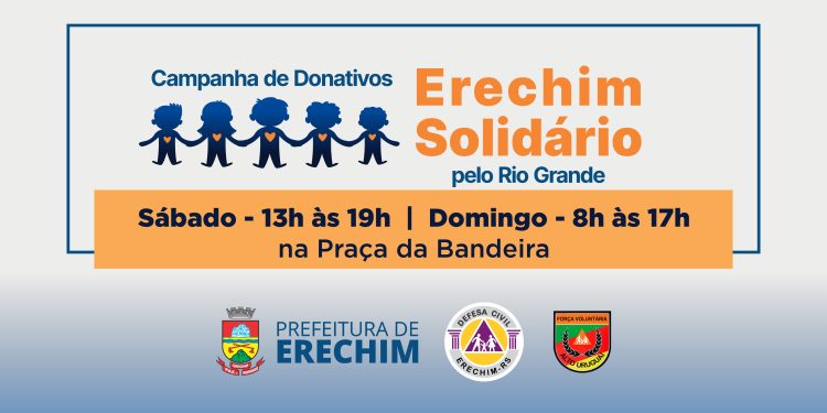 Erechim Solidário pelo Rio Grande: arrecadações sábado e domingo