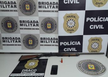 Em Ação Conjunta Brigada Militar e Polícia Civil prendem  mulher e apreendem menor de idade por Posse Irregular de Arma de Fogo de Uso Permitido em Itatiba do Sul