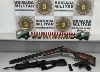 BM realiza prisão por ameaça e apreende armas de fogo e munições em Erechim