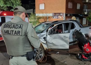 Colisão entre moto e Fiat Strada deixa motociclista ferido em Erechim