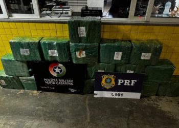 Carro de Erechim é apreendido com 330 quilos de maconha na BR-153 em Água Doce