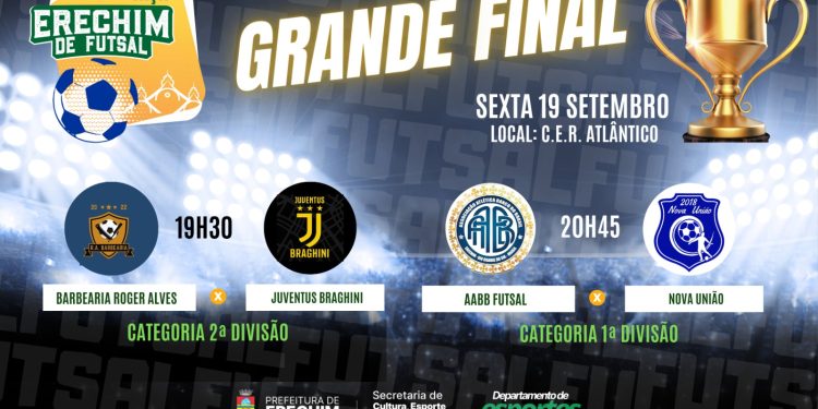 Finais da 1ª e 2ª Divisão agitam a Taça Erechim de Futsal nesta sexta-feira