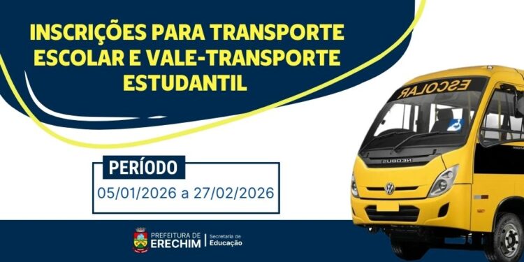 Seguem inscrições para transporte escolar e vale-transporte estudantil