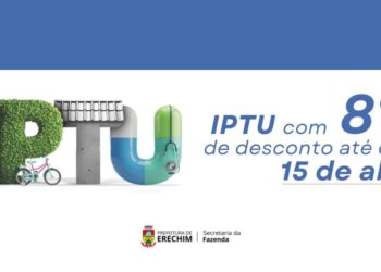 Prefeitura de Erechim oferece desconto de até 8% no IPTU 2026 para pagamento antecipado