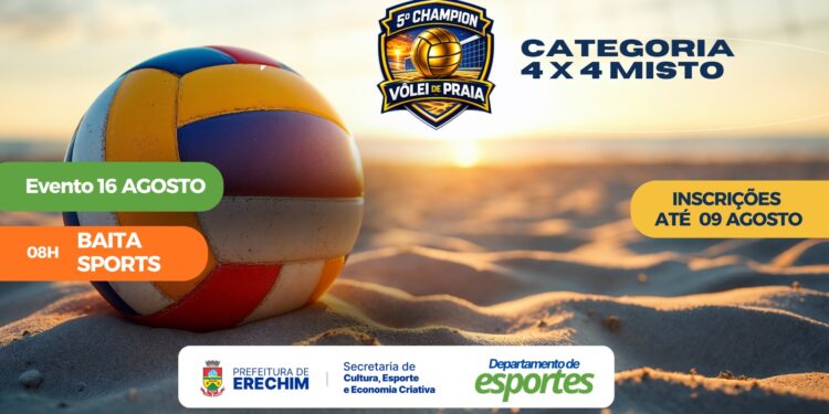 5º Champion de Vôlei de Praia está com inscrições abertas para a categoria 4×4 Misto