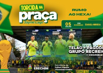 Praça Jayme Lago terá telão para torcida do Brasil nas oitavas de final da Copa do Mundo