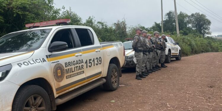 Brigada Militar encontra-se na Reserva Indígena de Votouro em Benjamin Constant do Sul onde ocorreu um confronto nas terras indígenas